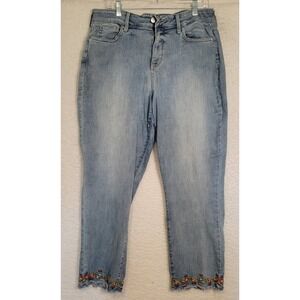 NYDJ Light Blue Straight Leg Jeans with Embroidery